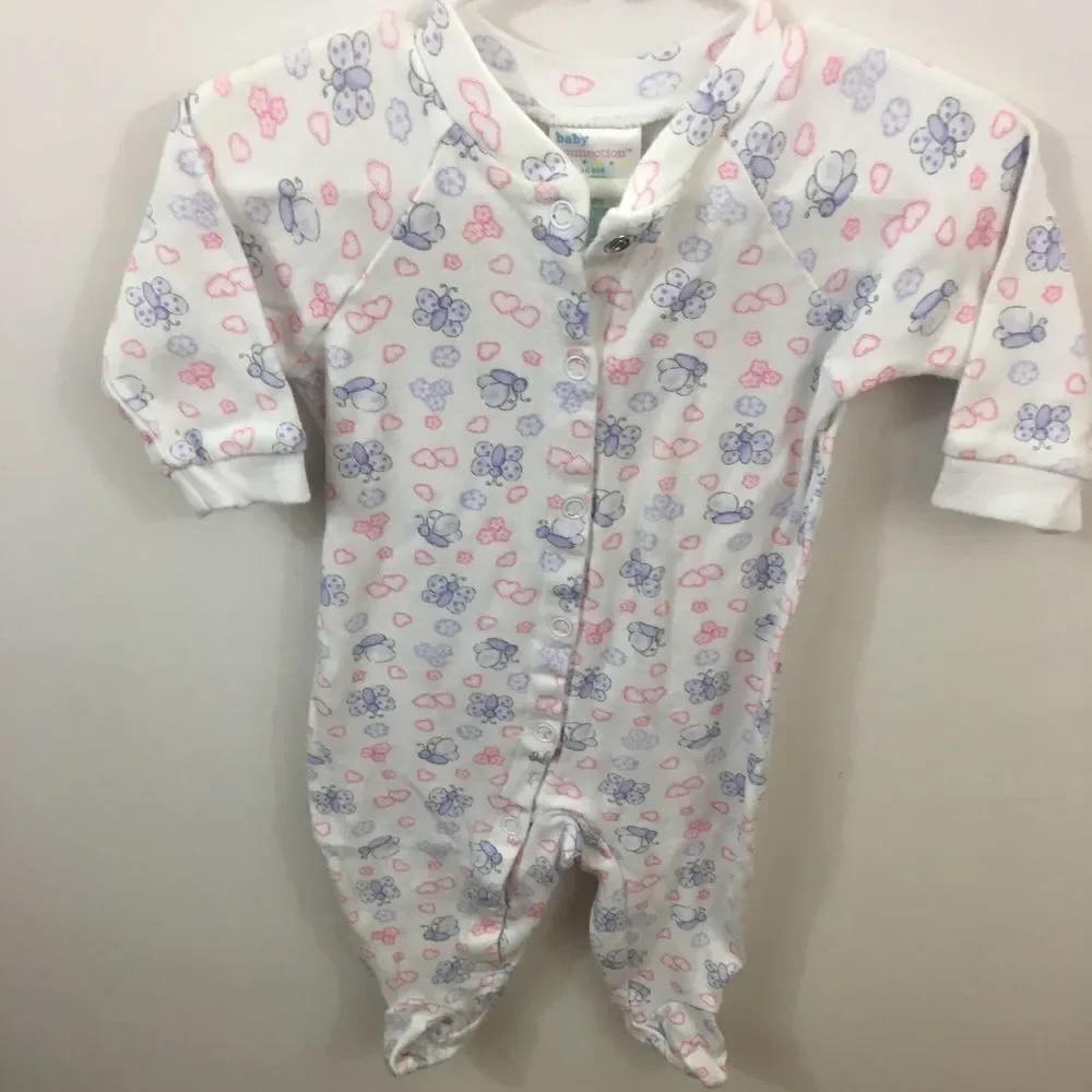 Baby Connection Infant Girls Sleepers with Feet 3-6 mo EUC